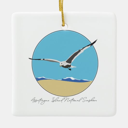Assateague Island Sea Gull over Beach Keramikornament (Vorderseite)