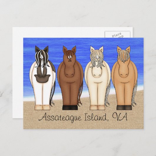 Assateague Island VA Chincoteague Ponys Postcard Postkarte (Vorne/Hinten)