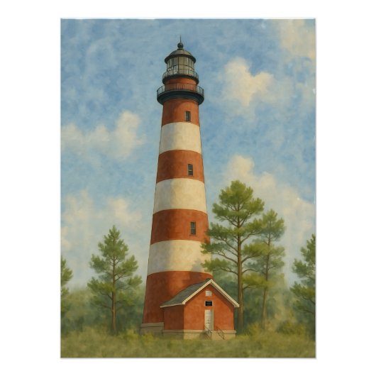 Assateague Leuchtturm Aquarell Poster (Vorderseite)