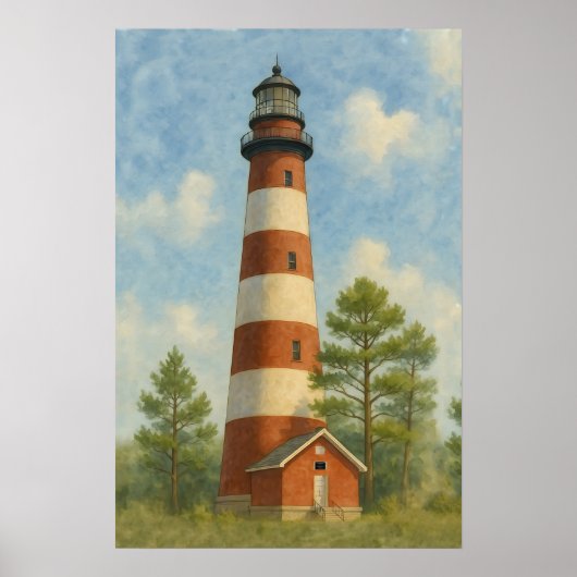 Assateague Leuchtturm Aquarell Poster (Vorne)