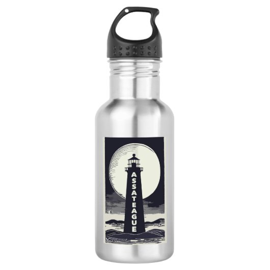 Assateague Lighthouse Virginia Moon Edelstahlflasche (Vorderseite)