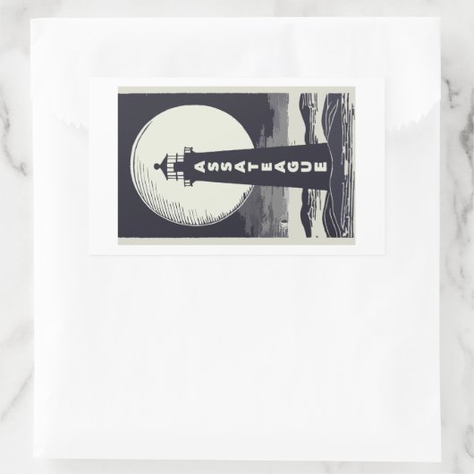 Assateague Lighthouse Virginia Moon Rechteckiger Aufkleber (Tasche)