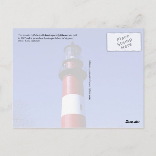 Assateague Lighthouse, Virginia Postkarte (Rückseite)