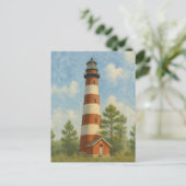 Assateague Lighthouse Watercolor Postkarte (Stehend Vorderseite)