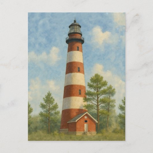 Assateague Lighthouse Watercolor Postkarte (Vorderseite)
