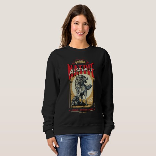 Assateague Native American Indian Born Wolf Spirit Sweatshirt (Vorne ganz)