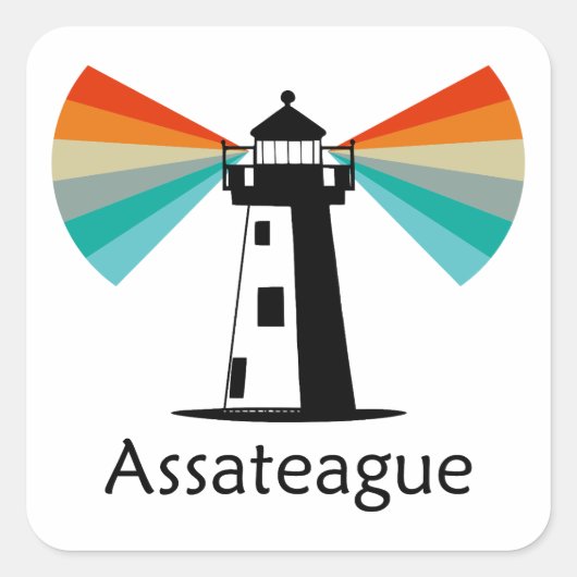 Assateague Virginia Lighthouse Rainbow Quadratischer Aufkleber (Vorderseite)