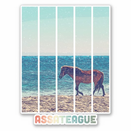 Assateague Wild Horse Beach Sticker (Vorderseite)