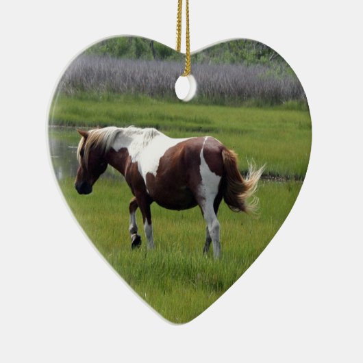 Assateague wildes Pferd Keramik Ornament (Rechts)