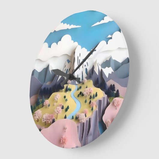 Assemblage Pastel Valley Große Wanduhr (Winkel)