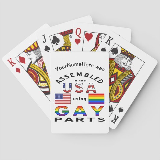 Assembled in USA Using Gay Parts Personalized Spielkarten (Rückseite)
