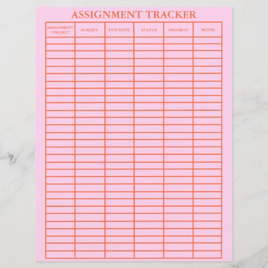 Assignment Tracker for Students Practice Stylish (Rückseite)
