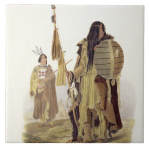 Assiniboin amerikanischer Ureinwohner, überzieht Fliese