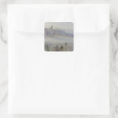 Assisi, früh morgens quadratischer aufkleber (Tasche)