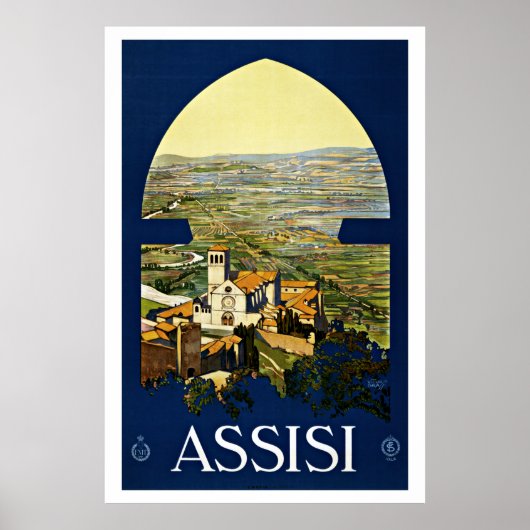 Assisi Italien - Vintage Travel Posters Poster (Vorne)