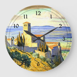 Assisi, Italy - fine art painting Große Wanduhr