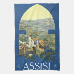 Assisi Italy Vintage Travel Art Collection Geschirrtuch