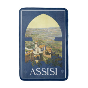 Assisi Italy Vintage Travel Poster bath mattes Badematte