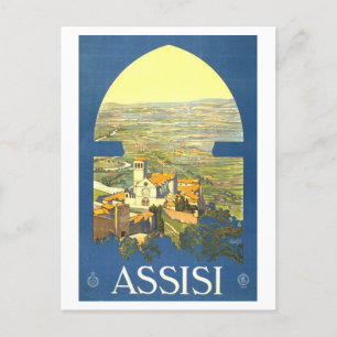 Assisi Italy Vintage Travel Poster Postkarte