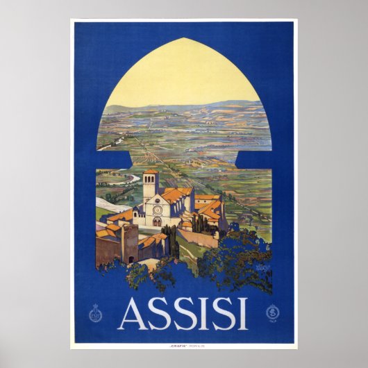 Assisi - Vintages italienisches Reiseplakat Poster (Vorne)