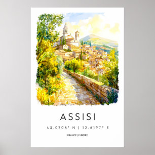 Assisi Watercolor Park Vintage-Ski-Poster National Poster