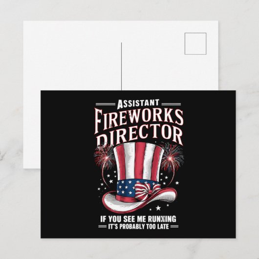 Assistant Fireworks Director USA 4. Juli Postkarte (Vorne/Hinten)