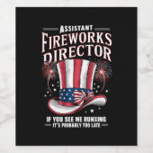 Assistant Fireworks Director USA 4. Juli Weinetikett (Einzelnes Label)