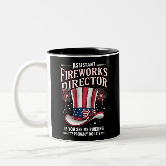 Assistant Fireworks Director USA 4. Juli Zweifarbige Tasse (Links)