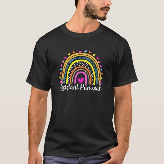 Assistant Principal Boho Rainbow Leopard Back To S T-Shirt (Vorderseite)