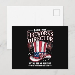 Assistent der Feuerwerksdirektion USA 4. Juli Postkarte