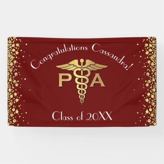 Assistent des Arztes PA-Abschluss Bordeaux Gold Banner (Horizontal)