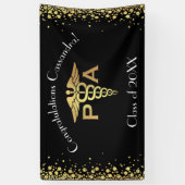 Assistent des Arztes PA-Abschluss Schwarz Gold Banner (Vertikal)