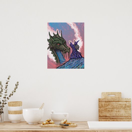 Assistent für grüne Drachen Poster (Küche)