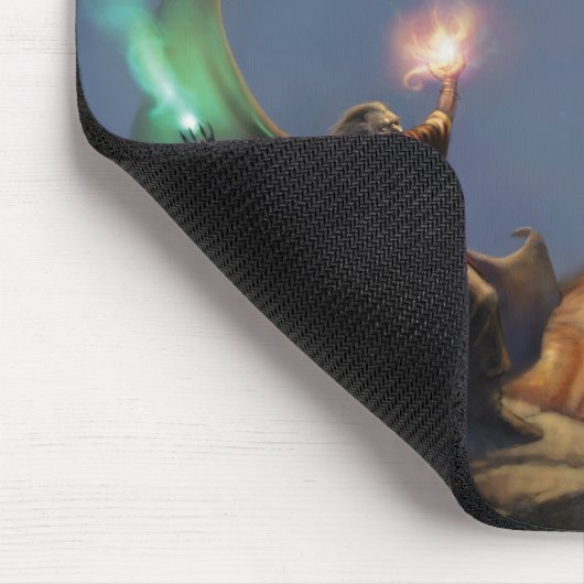 Assistent-Verteidigung - Drache und Zauberer Mousepad (Ecke)
