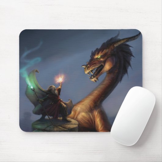 Assistent-Verteidigung - Drache und Zauberer Mousepad (Mit Mouse)