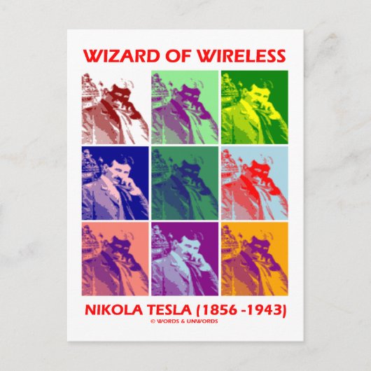 Assistent von Wireless (Nikola Tesla, neun Bilder) Postkarte (Vorderseite)