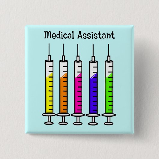 Assistenzarzt-Knopf-Spritze-Entwurf Button (Vorderseite)