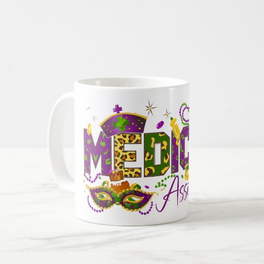 Assistenzärztin - Mardi Gras Kaffeetasse (Vorderseite Links)