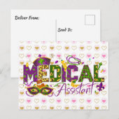 Assistenzärztin - Mardi Gras Postkarte (Vorne/Hinten)