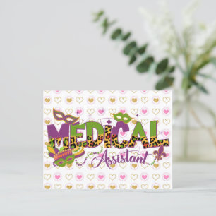 Assistenzärztin - Mardi Gras Postkarte