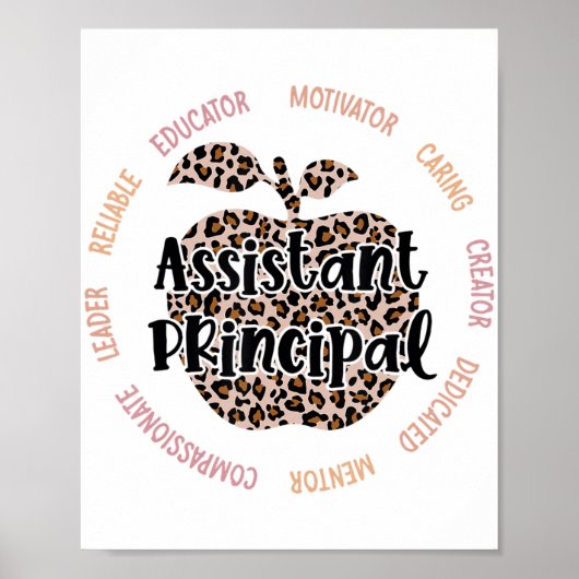 Assistenzkraft Leopard Apple Job Title School Poster (Vorne)