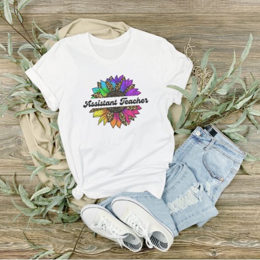 Assistenzlehrer Beruf Regenbogen Sonnenblume T-Shirt