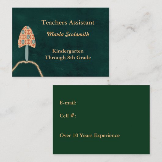 Assistenzlehrer Dunkelgrün mit Orange Visitenkarte (Vorne/Hinten)