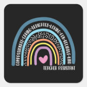 Assistenzlehrer Niedlicher Regenbogen Quadratischer Aufkleber (Vorderseite)