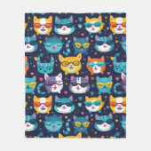 Assorted Cat Faces Funny Cool Cats Fleecedecke (Vorderseite)