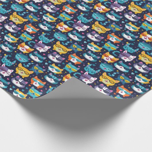 Assorted Cat Faces Funny Cool Cats Geschenkpapier (Ecke)