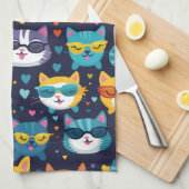 Assorted Cat Faces Funny Cool Cats Geschirrtuch (Viertel Falte)