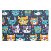 Assorted Cat Faces Funny Cool Cats Kissenbezug (Rückseite)