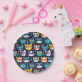 Assorted Cat Faces Funny Cool Cats Pappteller (Party)