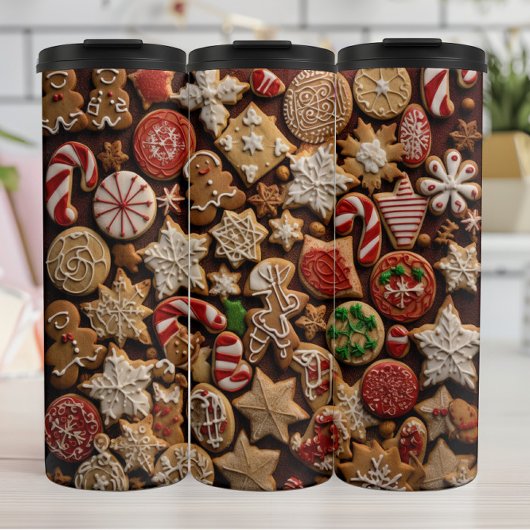 Assorted Christmas Cookies Pattern Thermosbecher